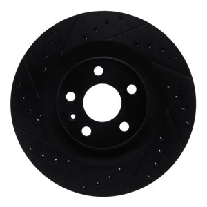 Volvo V90 Brake Rotor (1) - Rear Left - R1 Concepts - Drilled & Slotted - Black - `16-`26
